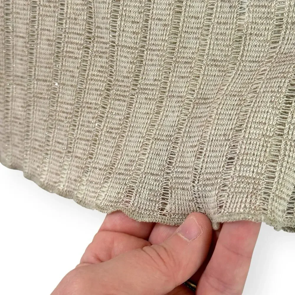Anthropologie Pilcro Perfect Layering Tee S Beige Metallic Ribbed Knit Sparkle - Picture 6 of 10